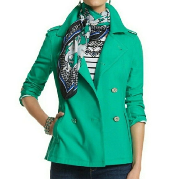 White House Black Market Jackets & Blazers - White House Black Market WHBM green cropped trench